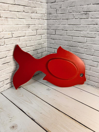 Икорница Рыба 120*250 мм тарелка для икры с росписью Хохлома черный фон