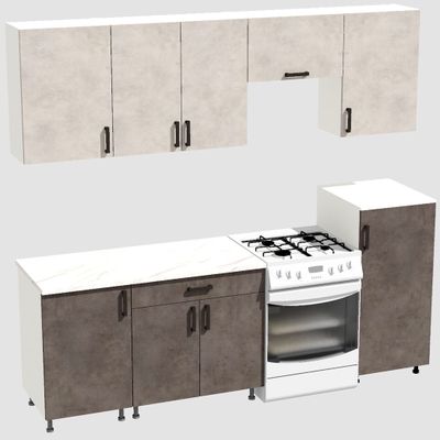 Кухня Эконом 1,8 метра с полуколонкой (1300х500) Цвет: Цемент светлый/Цемент темный