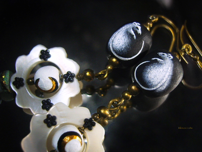 Волшебные серьги с перламутром "Сказка о Снежных Крыльфах", новогодний подарок