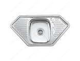 Кухонная мойка угловая 950x500x180 мм, врезная, глянцевая, нержавеющая сталь, толщина - 0,8 мм, с сифоном) - Accoona