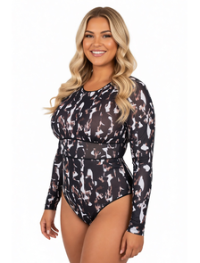 Купальник слитный Teres арт. FS163BH (2XL--5XL)  Купальник с SPF защитой.+ повязочка в тон на голове