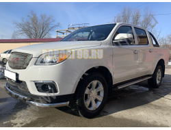 Защита переднего бампера двойная с перемычками d60/42 для JAC T6