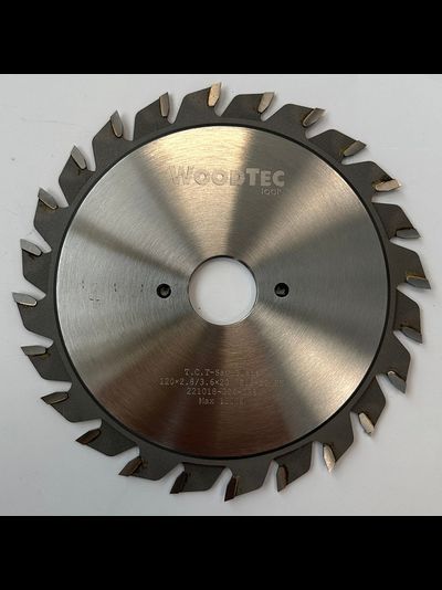 Подрезная пила  для форматно-раскроечных станков Ø120 х 22 х 2,8-3,6 Z = 12 + 12 WoodTec, от