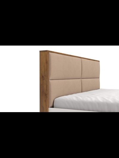 Офелия 08.21 (ш.1600) Кровать двойная (белый/таксония, черный/ткань велюр тенерифе корица) (без основания)