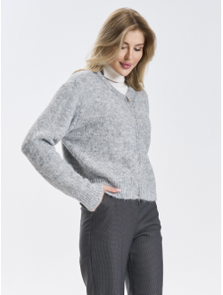 Кардиган вязаный пушистый на молнии пайетки