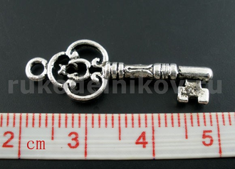 подвеска "Ключ ажурный", цвет-античное серебро, 3 шт/уп