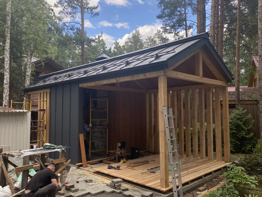 Баня с мангальной зоной. Фальц!