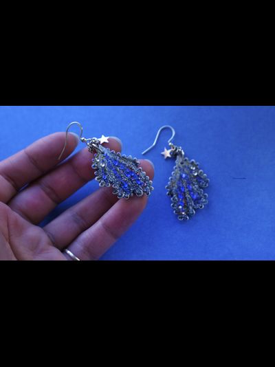 &quot;Хрустальная капель&quot;, крупные серьги с крыльями феи на серебряных замочках