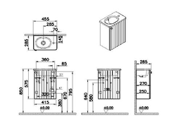 Модуль с круглой раковиной, Vitra Root Groove, 45 см, с дверцей, матовый белый, правосторонний, 69198