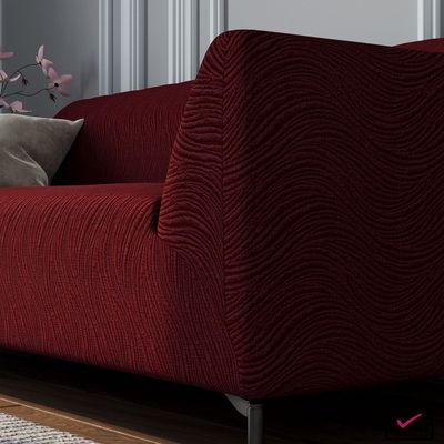 Чехол на 2х местный диван Жаккард Волна Бордо. Россия