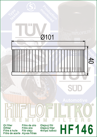 Масляный фильтр HIFLO FILTRO HF146 для Yamaha (1J7-13440-90, 1J7-13440-91, 1J7-13441-10)