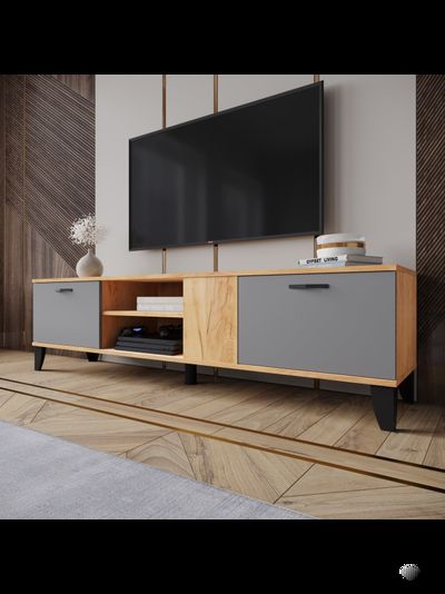 ТВМ-5 Тумба под ТВ Дуб Крафт золотой/Графит серый