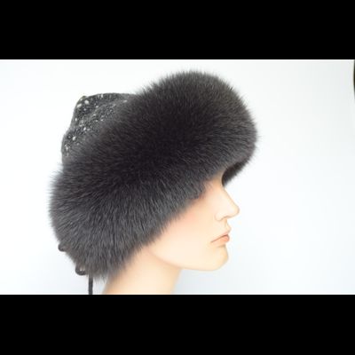 Женская вязаная шапка с мехом Vizio Италия 1024 CCP  V темно - серая