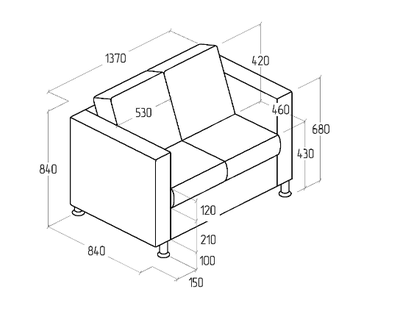 Диван Everprof Felix двухместный Экокожа Черный