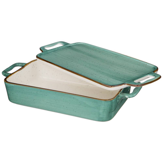 БЛЮДО ДЛЯ ЗАПЕКАНИЯ С КРЫШКОЙ "ПРИРОДА" 35*17*7,5 см 1500 мл МЯТНОЕ