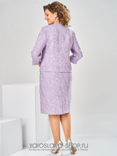 Женский 2-ух предметный комплект, состоящий из жакета и юбки в фиолетовом цвете