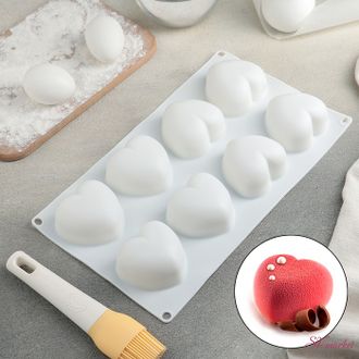 Форма для муссовых десертов и выпечки «Сердца», 30×17,5 см, 8 ячеек (6,5×6,5×4 см)