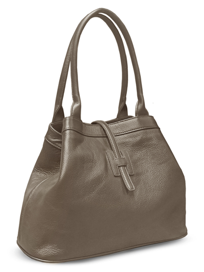 (АРТИКУЛ: 9774/03) СУМКА ЖЕНСКАЯ БОЛЬШАЯ, НАТУРАЛЬНАЯ КОЖА, ТЕМНО-БЕЖЕВАЯ, РУЧКИ И РЕМЕНЬ ЧЕРЕЗ ПЛЕЧО