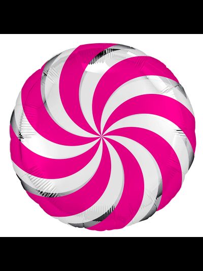 Фольгированный шар с гелием &quot;Карамель&quot; фуксия/серебро 45см