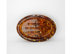 Мыльница овальная с мелким янтарем