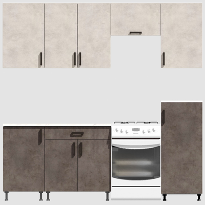 Кухня Эконом 1,8 метра с полуколонкой (1300х500) Цвет: Цемент светлый/Цемент темный