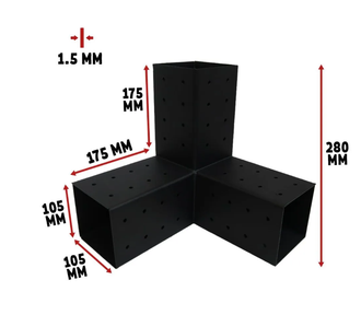 Коннектор №3 для бруса 100х100 мм, тройной угловой 90 градусов