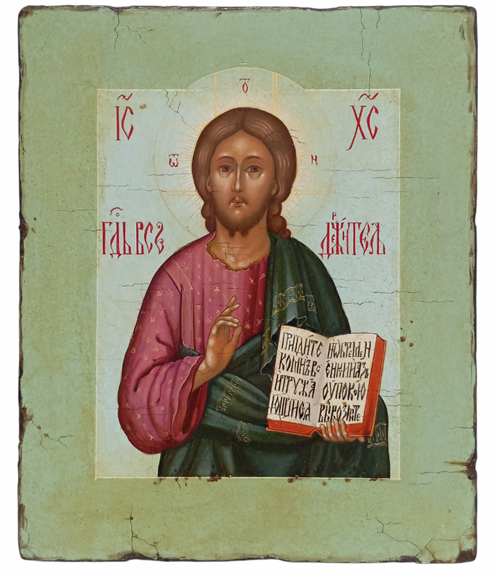 Господь Вседержитель. Рукописная икона, стилизованная "под старину"