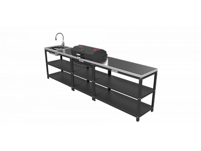 Стол-гриль с решёткой из чугуна