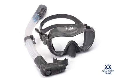 Маска для дайвинга с трубкой Scuba Brothers Flipper Grey, комплект