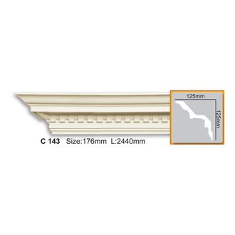 Потолочный карниз с орнаментом из полиуретана (Фабелло Декор) Fabello Decor- C143 (125х125)