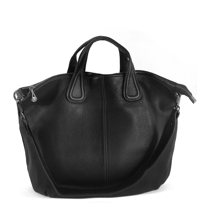 (АРТИКУЛ: 7753/8) СУМКА ЖЕНСКАЯ КОЖАНАЯ БОЛЬШАЯ, НАТУРАЛЬНАЯ КОЖА, ЧЕРНАЯ, С ШИРОКИМ ПЛЕЧЕВЫМ РЕМНЕМ