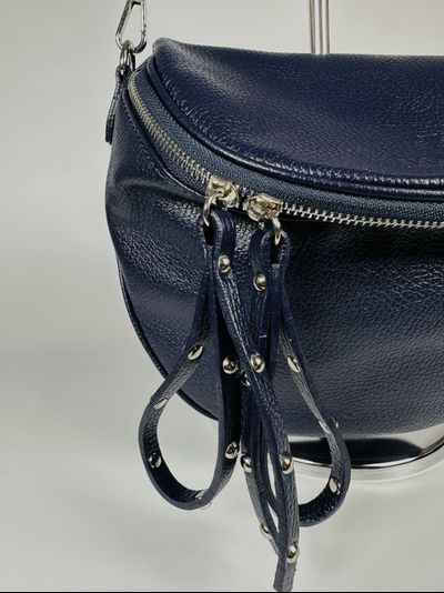 Женская кросс боди сумка из натуральной кожи Vera Pelle от M&amp;Marie темно-синего цвета 025866