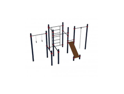 Воркаут комплекс: турник-3, канат, кольца, брусья, стенка, пресс-скамья Д-108 AVW022