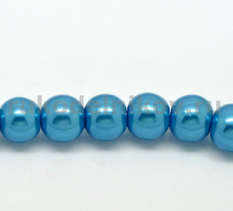бусина имитация жемчуга круглая 8 мм, материал-стекло, цвет-светло-синий, 20 шт/уп