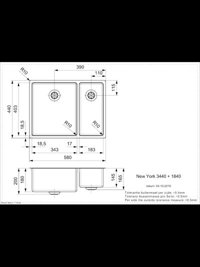 Мойка Reginox New York L 34x40+18x40 Comfort matt