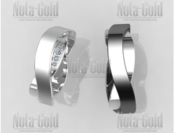 Обручальные кольца из чёрного и белого матового золота с бриллиантами