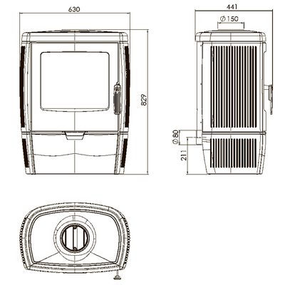 Печь-камин Alberto, эмалированный, черный, Plamen (Хорватия)