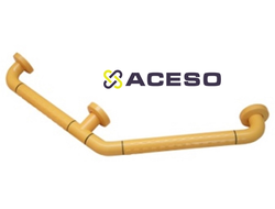 Поручень угловой трехопорный с антибактериальным покрытием, Ребристая нескользящая поверхность.