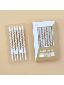 Свечи для торта 10,5см (белые с золотыми пятнами), 6 шт./уп.