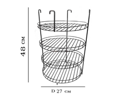 Этажерка 4-х ярусная Высота 44 см Диаметр 27 см, крюки.