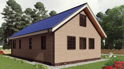 Одноэтажный каркасный дом с тремя спальнями 96м² (SK48)