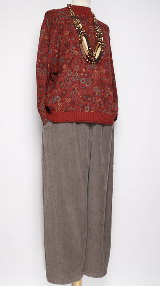 Брюки Бохо вельветовые "Трубы винтажные карман сзади" бежевые р.50-54