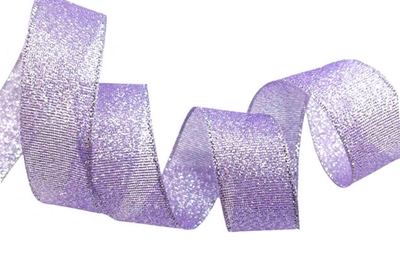 Лента метал. с люрексом/парча 25мм (фиолетовая), 22,8м