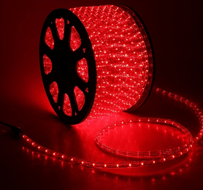 Дюралайт 2х жильный 13 мм, круглый, 100 м, фиксинг, 2W-LED/м-36-220V. в компл. набор д/подкл