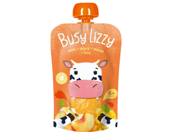 Детское пюре из яблок, персиков и манго, 100г (Busy Lizzy)