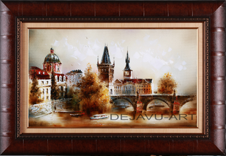 Картина маслом на холсте. Автор Давлетьянов Глеб - Карлов мост, Прага в багете