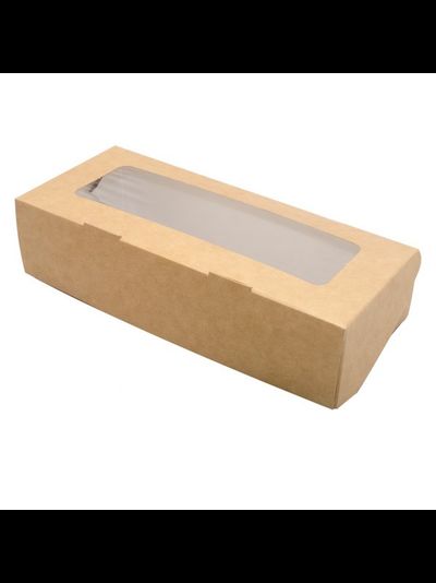 Коробка кондитерская с окном (крафт), 165*70*40мм