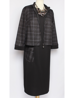 КОСТЮМ- ДВОЙКА1 "Клетка"чёрный р.48,50