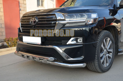 Защита переднего бампера с перемычками d60/60 для Toyota Land Cruiser 200 Executive (2016-...)