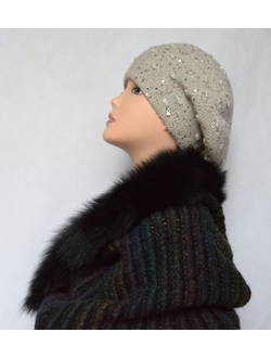 Итальянский шарф труба vizio вязаный с мехом фото